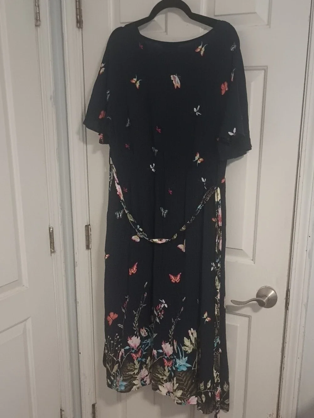 BloomChic Black Maxi Dress with Butterfly and Floral Border - Picture 9 of 10